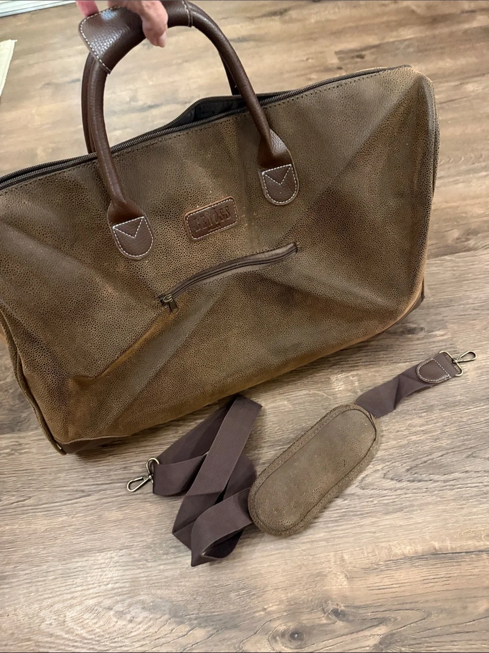 Benoss Milani Vintage-Style Brown Duffel Bag with Removable Shoulder Strap